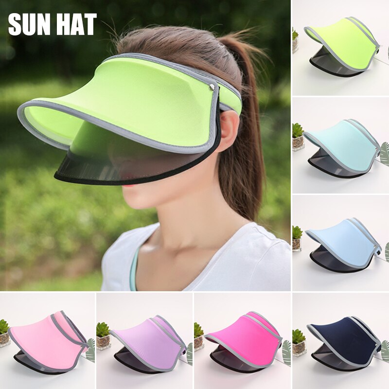 Solskærmshætte to-lags topløs sol-uv-beskyttelse kvinder justerbar hat til udendørs sportsstrandhætter