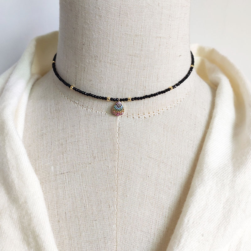 Summer Crystal Beaded Necklace Women Exquisite Versatile Neck Accessories Light Green Beadsцепочка На Шею Женская: Antique Gold Plated