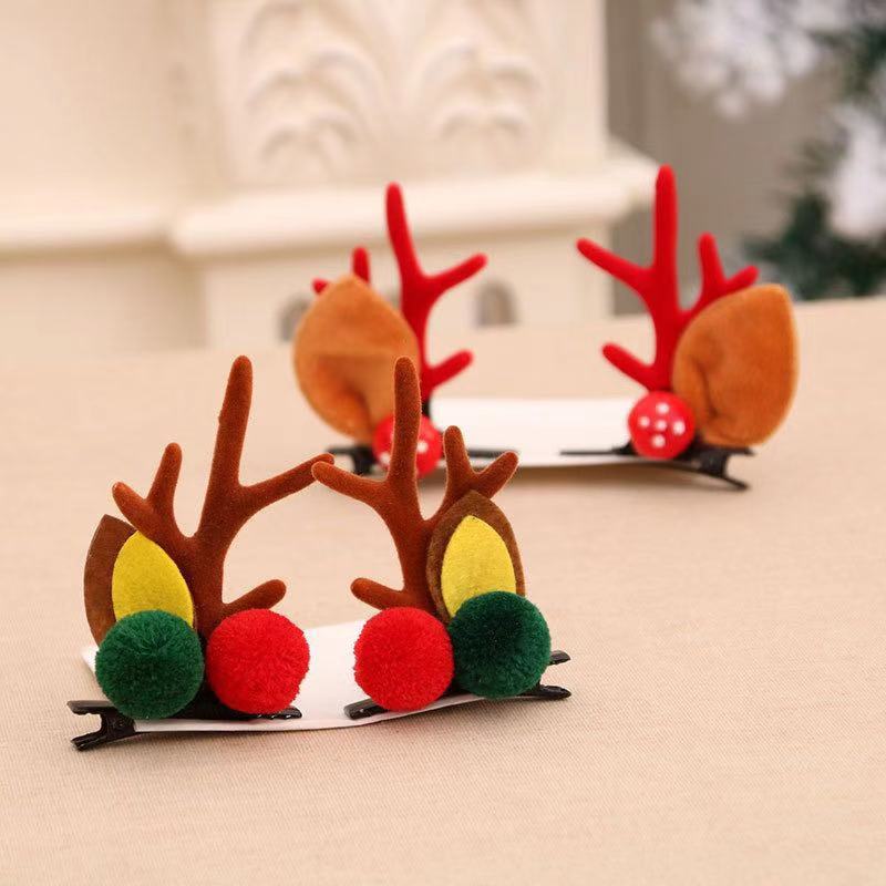 2pcs Children Hair Clips Pins Christmas Glitter Elk Hairgrips Barrettes Kids Hair Accessories For Girls Hairclips