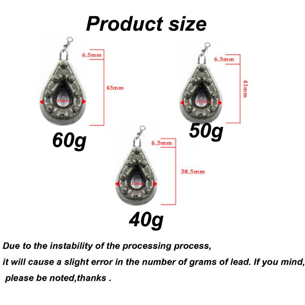 JIGEECARP 2PCS Carp Fishing Tapered Flat Pear Shaped Lead Sinkers Pebble Weight Mimic Coated Fishing Lead Weights