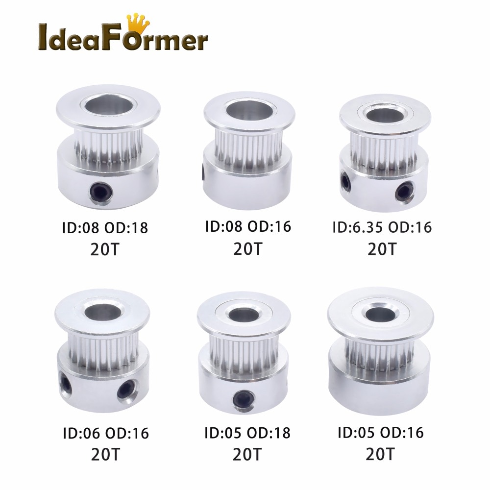 GT2 Spanrol Timing Katrol 20 Tand Wiel Boring 3/5mm Aluminium Gear Tanden Breedte 6mm 3D printers Onderdelen for Reprap Deel (Size : Without teeth 5MM, Color : Black