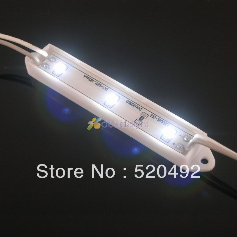 100 stks dc 12 v 3 leds 3528 smd cool white waterdichte led module lamp free