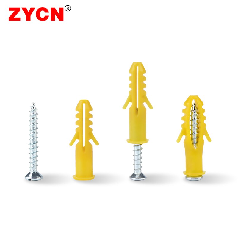 50 Set Plastic Expansion Tube Pipe Wall Anchors Plugs M6/8/10/12 MM Ribbed Color Metal With Phillips Head Screw Kit Bolt