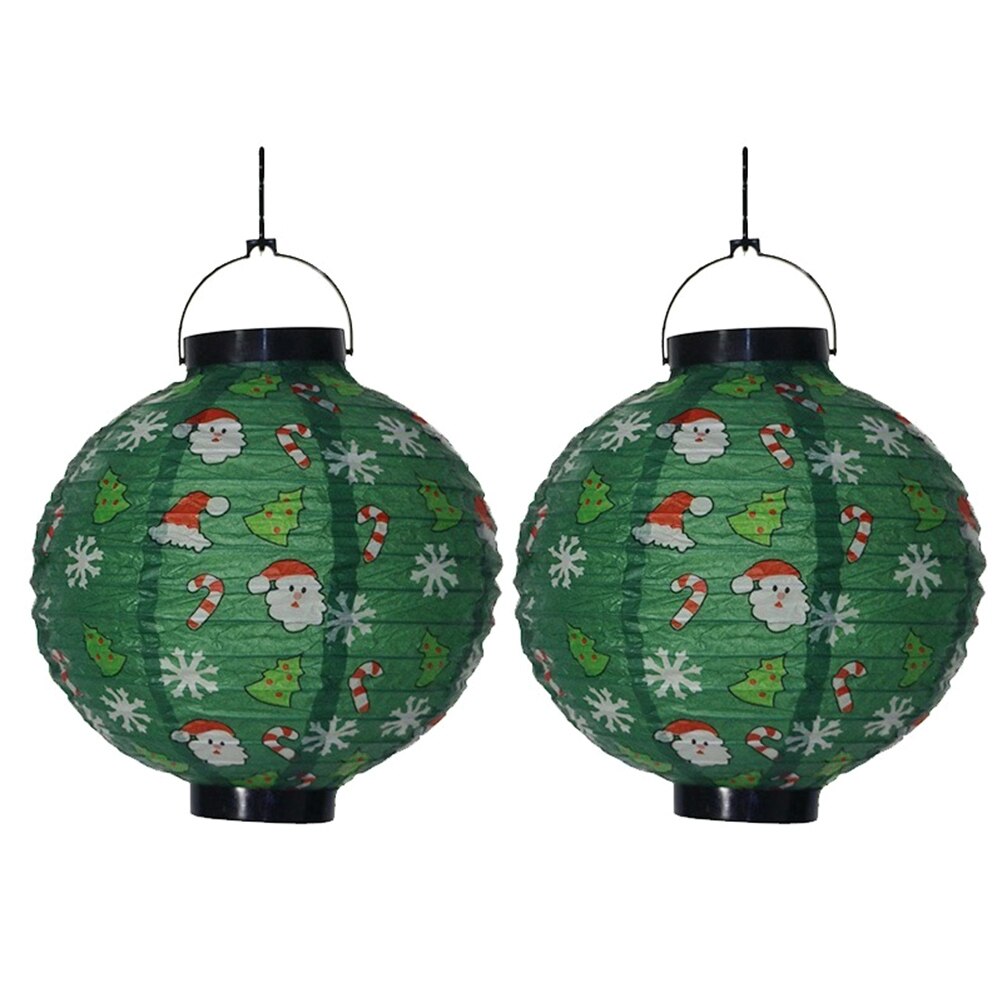 2pcs Christmas Luminous Paper Lantern Hangable Paper Lantern Christmas Scene Layout Decorations Not Battery: color 2