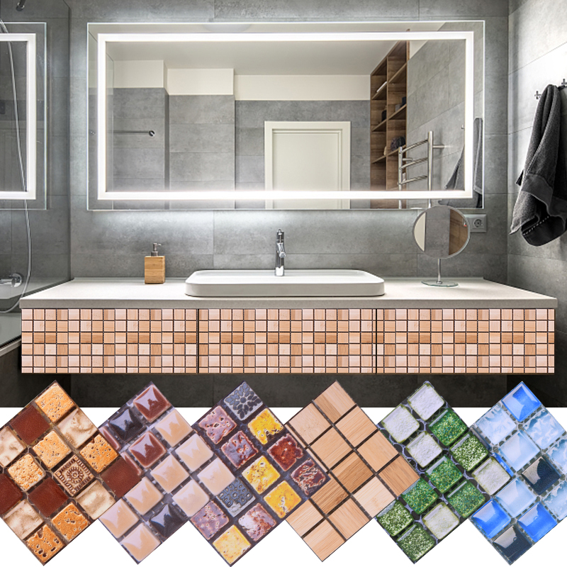 Autocollants muraux en mosaïque, 10 pièces, 10x10cm, autocollant pour peler et coller, rétro-adhésif, pour bricolage, cuisine, salle de bain, décoration murale de la maison