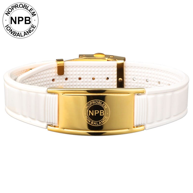 Noproblem 035G antifatigue Ionen balance magneten therapie silikon einstellbare turmalin germanium armband armband: P035Gwhite