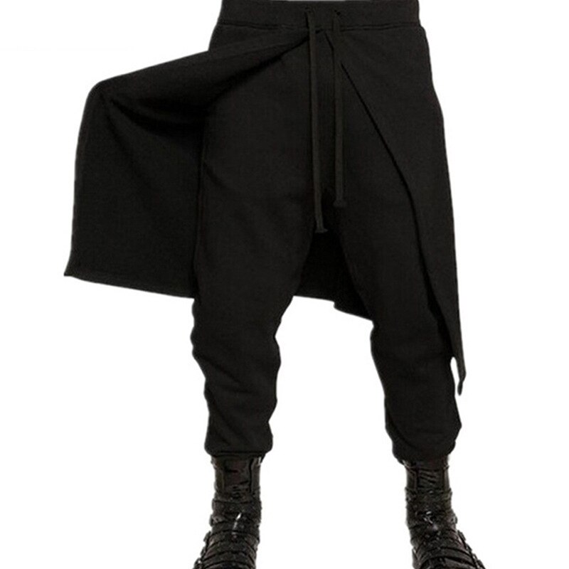 SUSOLA-Pantalones harén de estilo gótico Punk para hombre, ropa informal estilo Hip Hop, falda ajustada, pantalones de imitación, conjunto de dos piezas: XL