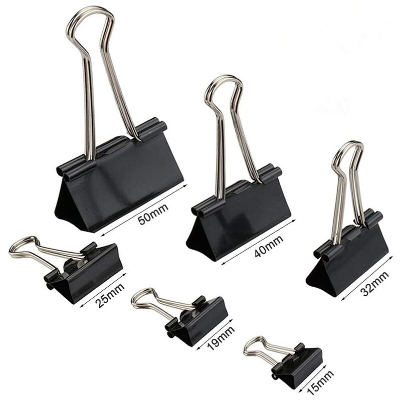 120Pcs Binder Clips Paper Clamps Assorted Paper Binder Clips Fold Back Clips for Office, School and Home Supplies, Black