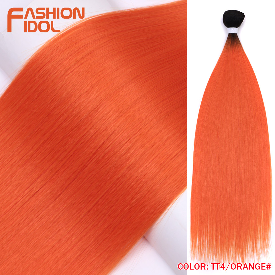 Bone Straight Hair Extensions Ombre Blonde Hair Bundles Super Long Hair Synthetic 24 Inch Straight Hair Full to End IDOL