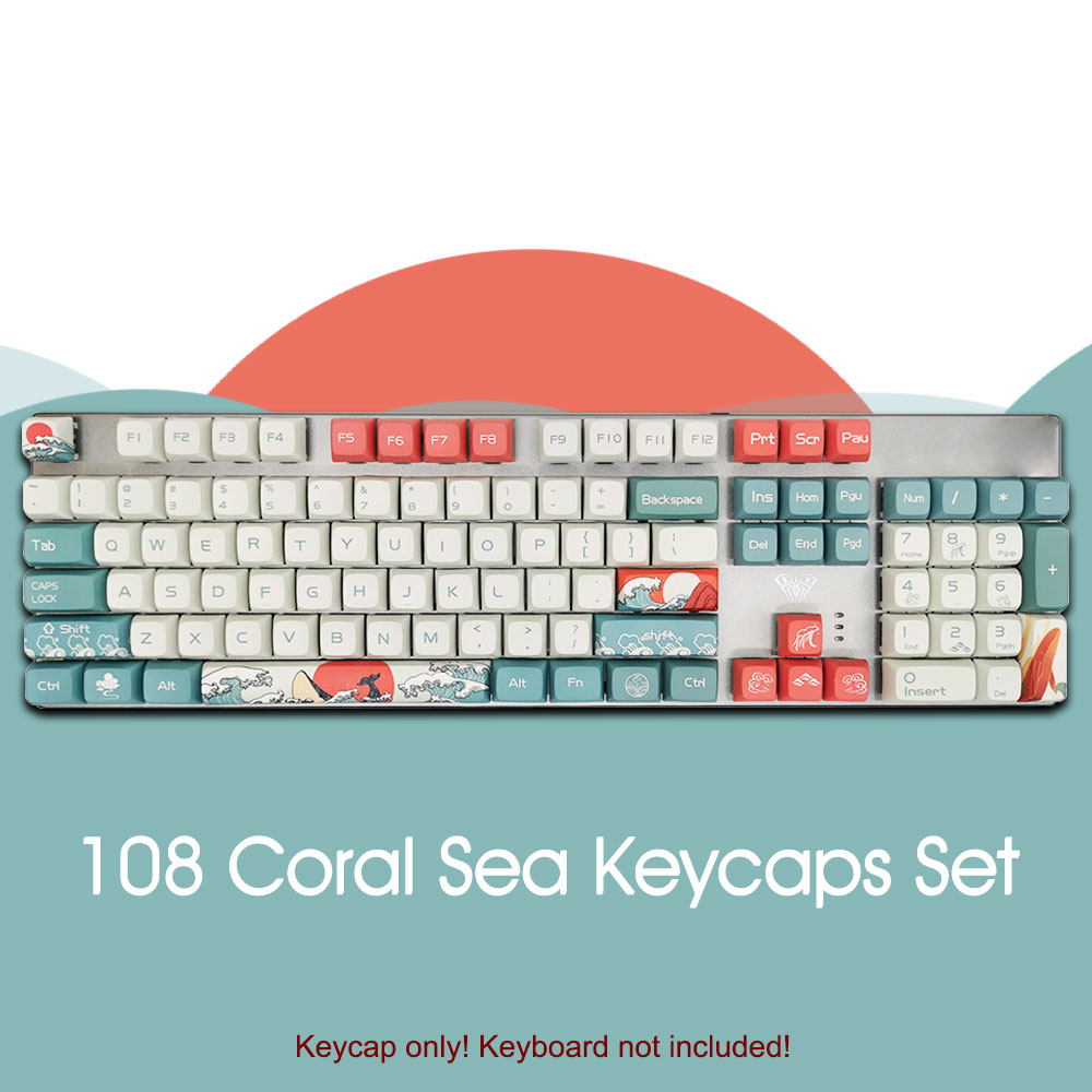 108 Keycaps Set Xda Oem Pbt Keycap Dye-Sublimatie Coral Zee Voor GK61/Ducky /Womier Cherry Mx key Caps Mechanische Toetsenbord