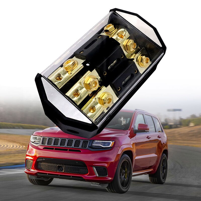 Soporte de fusible ANL para Audio de coche, 300A, 12V-24V, 1 en 3 vías de distribución, para vehículos, amplificador de altavoz, Subwoofer, caja de fusibles