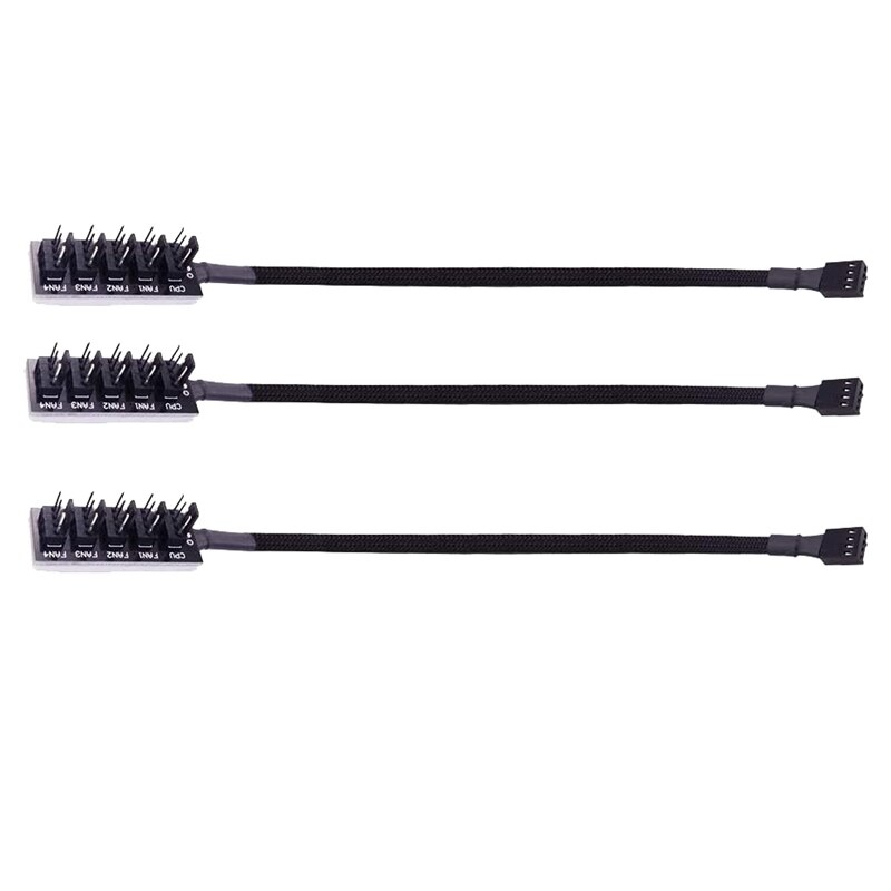 Ttkk 4- pin pwm blæser strømforsyningskabel 1 to 5 hub splitter adapter til atx 4- pin /3- pin køleventilatorer 3 pakke: Default Title
