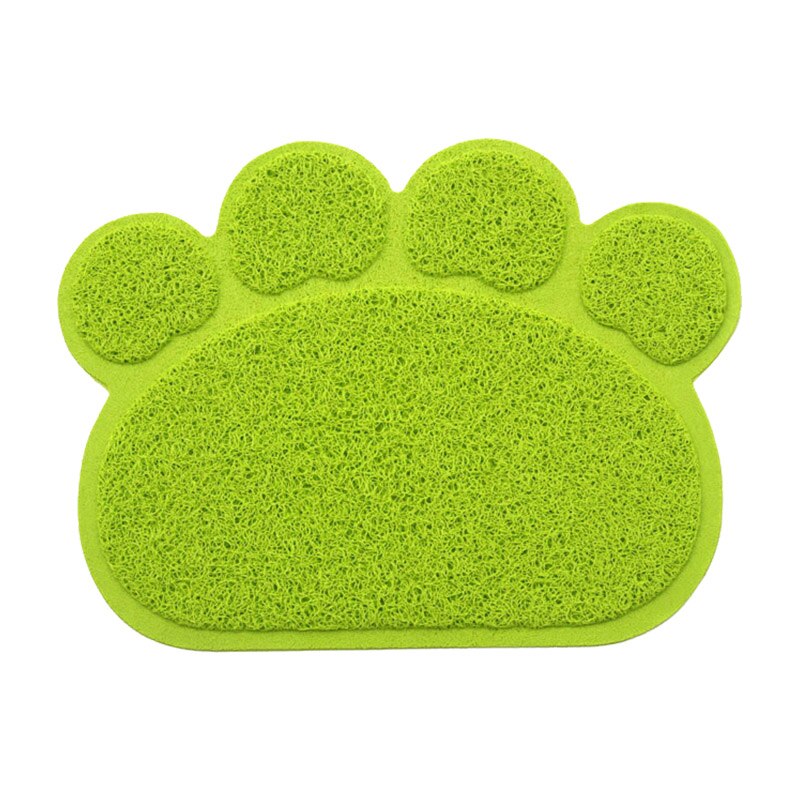 Pfote Geformt Katzenstreu matt Wurf Fangen Pad Wasserdichte PVC Haustier Hundefutter Matten Fütterung Tischset Einfach Waschen Nicht-Unterhose Boden Pads: hell Grün / L(45x60cm)