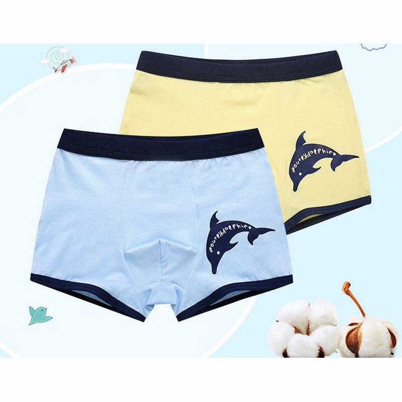 boys cotton boxer shorts panties kids Dolphin underwear for 2-16 years old teenager 4pcs/lot