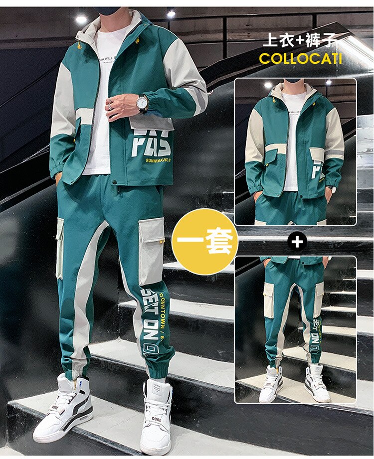 Mens Streetwear Trainingspak Set Herfst Zweet Pak Mannen Hoodie Jas + Joggingbroek Hip Hop Set Mannelijke Mode Joggers sets