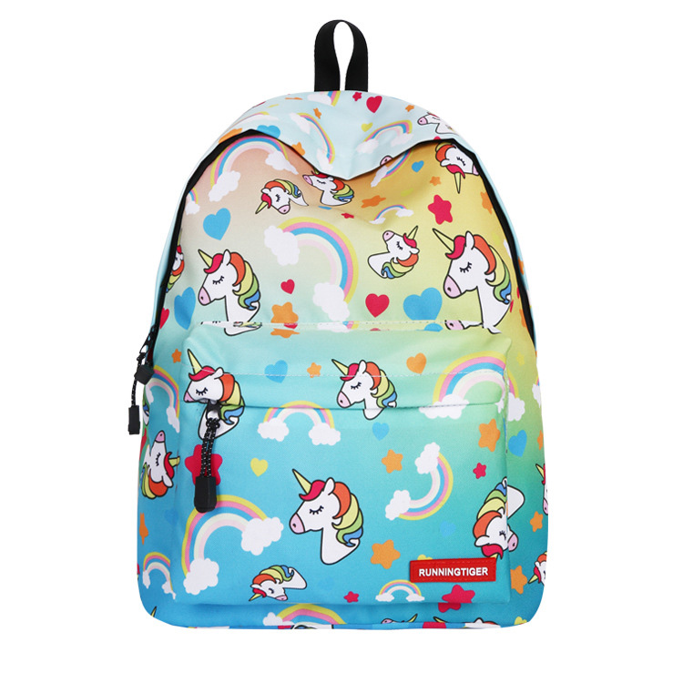 Scool Book Portfolio Child Children Unicorn School Bag Backpack Schoolbag Kid For Girl Teenager Meninas Baby Kindergarten Infant: Change Green