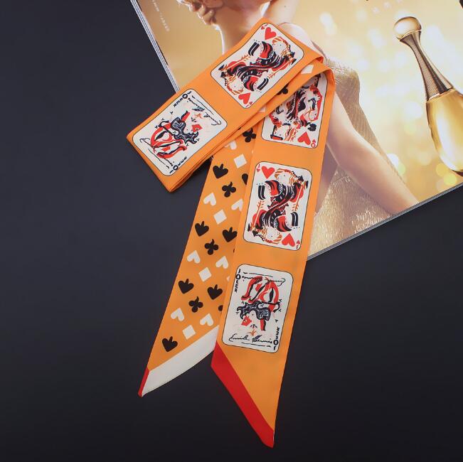 Spillekort udskrive smal tørklæde silke choker dame pandebånd taske hårbånd bånd tørklæder detail: C105-2