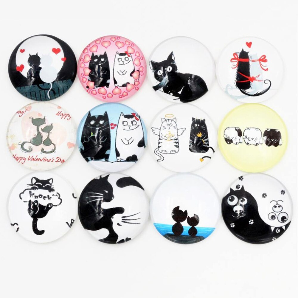 10pcs 25mm Mixed Cat Cut Handmade Photo Glass Cabochons Pattern Domed Jewelry Accessories Supplies: F5-38