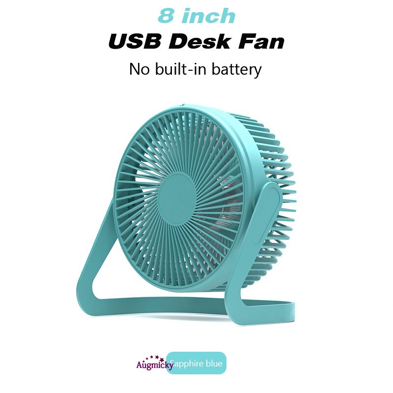 Portable 360°Rotation USB Desk Fan 2 Speed Mute Air Cooler Cooling Fans For Car Home Office 5/6/8 inch Desktop Notebook Cool Fan: Sapphire blue 8 inch