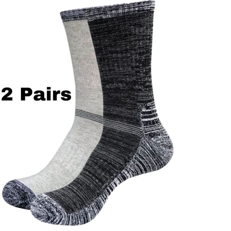 2 Paare Socken Nahtlose Thermische Verdicken draussen Sport Socken Fahrrad Schuhe Wolle Haufen Männer Schlafen Socken Für Männer EU 39-44 Meias: LightGray GrayBlack