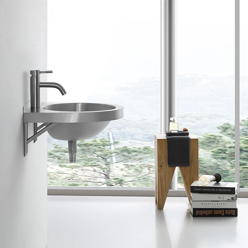 304 Stainless Steel Wash Basin Stain-Resistant Wall-Mounted Sink Large Opening Balcony Sink Rust-Free Bathroom Wash Basin