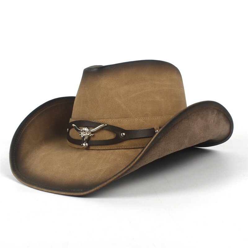 Mode Vrouwen Mannen Western Cowboy Hoed Voor Papa Gentleman Lady Sombrero Hombre Jazz Caps Met Tauren Riem Maat 58 CM: C9 Khaki