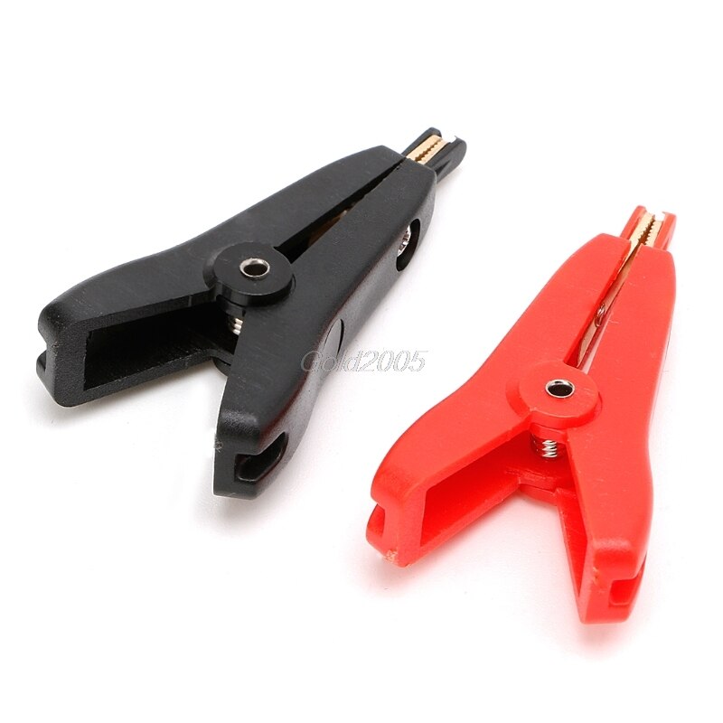2PCS Copper Plated Gold Two-level test clip Four-Clamp LCR Kelvin Black+Red Apr Whosale