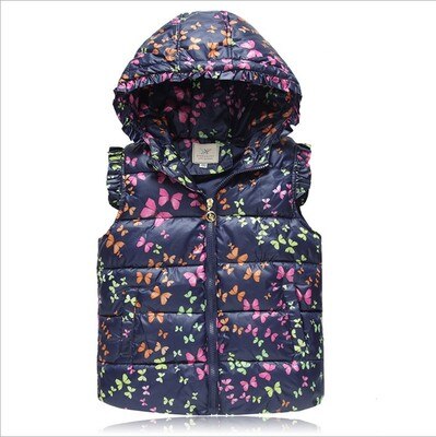 Chaleco de invierno con estampado para chicas, chaleco con capucha para niños, chaqueta sin mangas, ropa infantil: shenlanse / 5 años