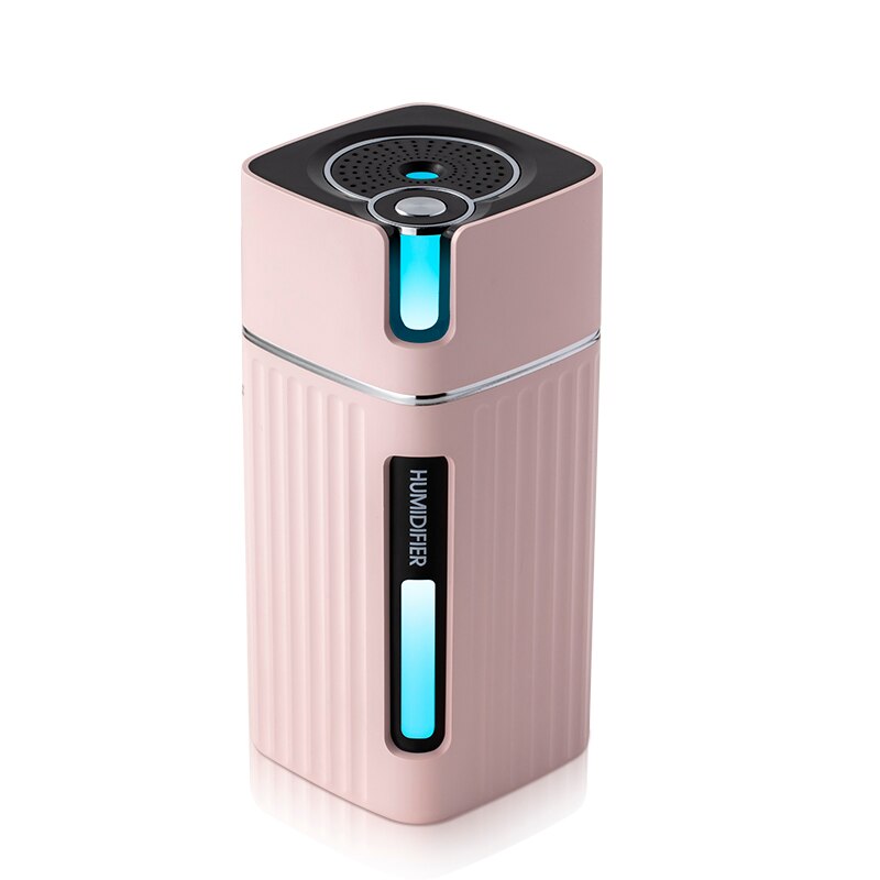 Draagbare Mini Luchtbevochtiger Houtnerf 300Ml Ultrasone Auto Usb Aroma Air Diffuser Kleur Led Lamp Humidificador Voor Car Home kantoor: pink