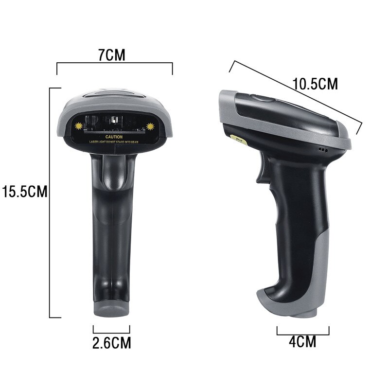 DC5V Wireless Wired Barcode Scanner Handheld Scanning 2 in 1 2.4G Bar Code Reader 80-150Meters Wireless Transfer Distance
