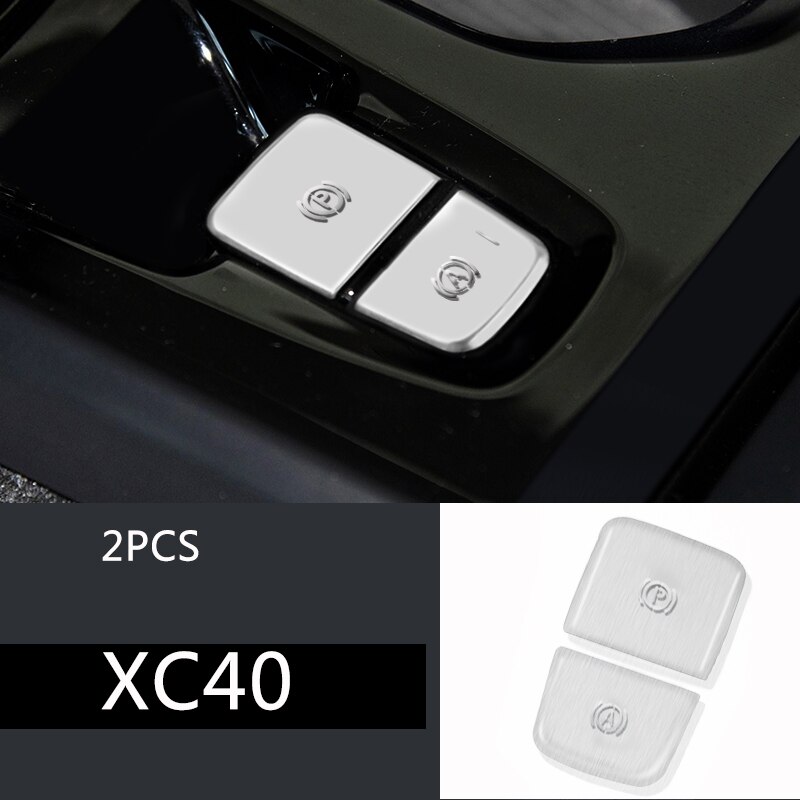 Biltilbehør til volvo  xc40 elektronisk håndbremse p lysknap pailletbeskytter bilklistermærke: Sølv