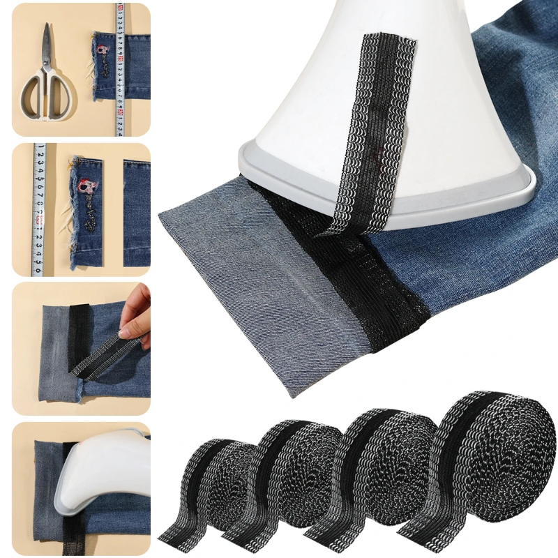 5M Zelfklevende Broek Plakken Opstrijkbare Zoom Tape Broek Benen Rand Reparatie en Verkort Gereedschap DIY Naaien Stof Kleding Accessoires