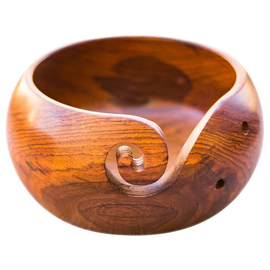 14-16CM Handmade Yarn Wooden Bowl Knitting Crochet Storage Bowls Knitting Needle Storage Holder for Home Supplies shiping: no cover