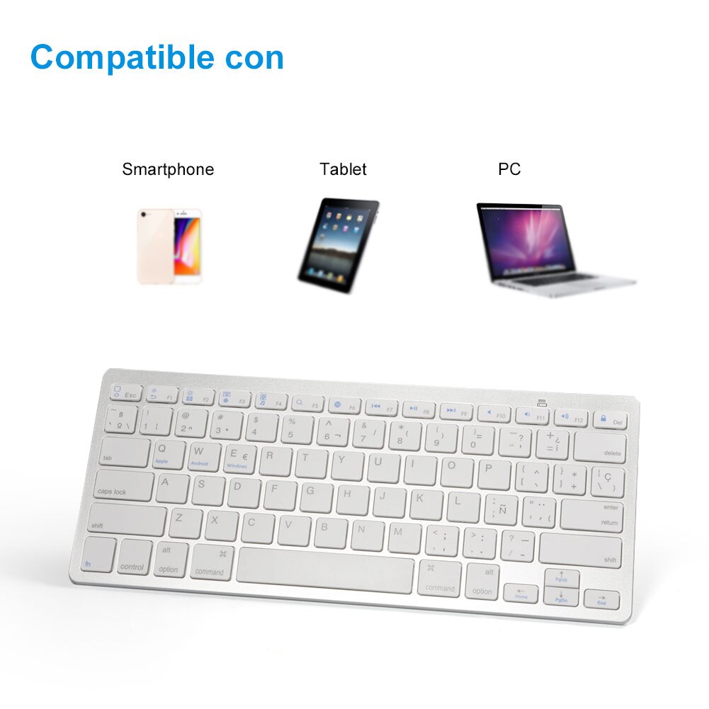 78-key Spanish Keyboard Bluetooth Ultra Slim Keyboard for Windows 2000, NT, XP, Vista, Mac iOS