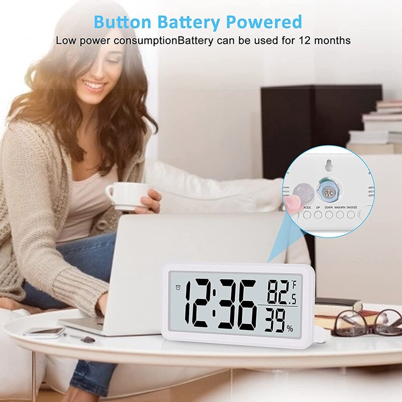 Digital Alarm Clock,Desk Clock,Battery Operated LCD Electronic Clock Decorations for Bedroom Kitchen Office
