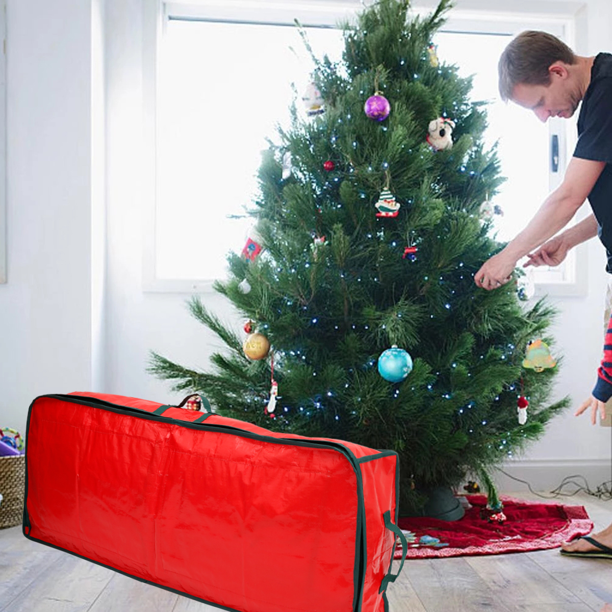 Christmas Wrap Storage Bag Waterproof Underbed Storage Organizer with Reinforced Handles Xmas Wrapping Paper Storage Box