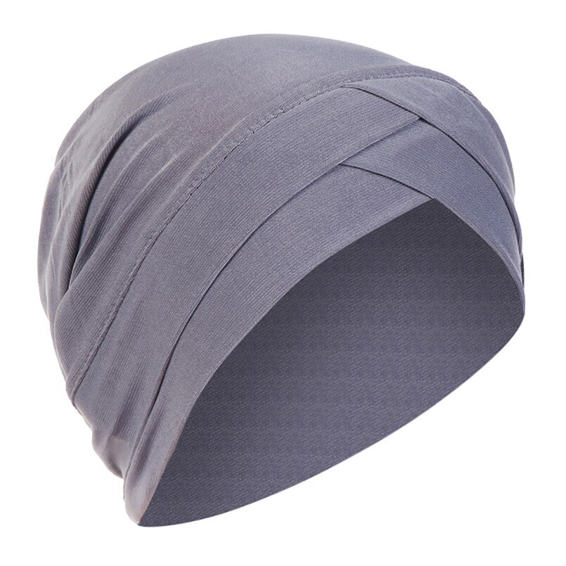Mode Vrouwen Zomer Effen India Hoed Moslim Ruche Kanker Chemo Casual Beanie Tulband Wrap Sjaal Cap Elegante Caps Hoeden #4R22: Grijs