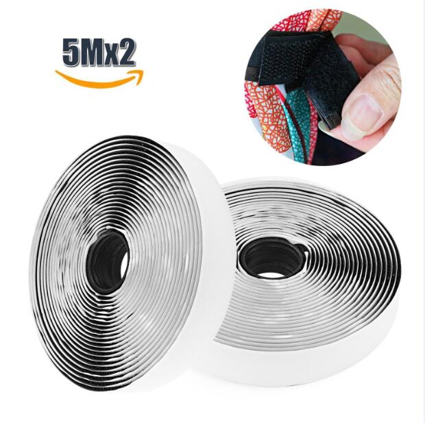 5M * 2 Klittenband, Zelfklevende Plakband, zware Haak Lus Tape Herbruikbare Dubbelzijdig Plakband 20Mm: Black 5Mx30mm