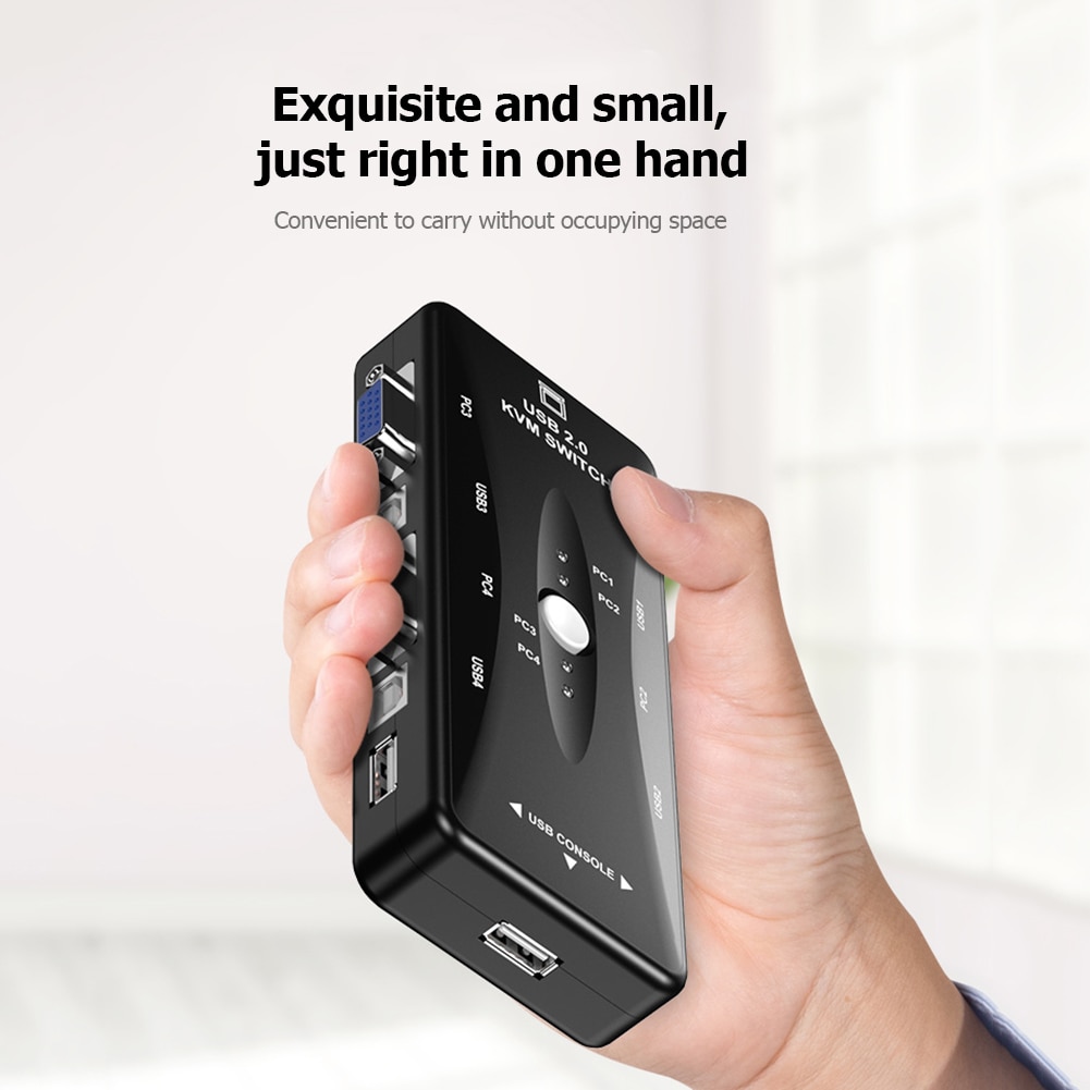 USB KVM Switch with Sufficient Durability and Ruggedness 4 in 1 Out VGA Splitter Box for Keyboard Mice Monitor