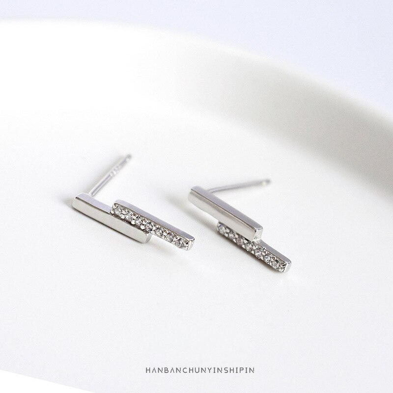 La Monada Geometrische Strip Stud Oorbellen Voor Vrouwen Zilver 925 Koreaanse Fijne Vrouwen Oorbellen Sieraden Stud Oorbellen 925 Zilver: Default Title