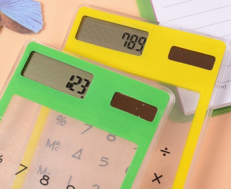 Universal 8 Digit Screen Ultra slim Transparent Solar CalculatorStationery Clear Scientific Calculator Office