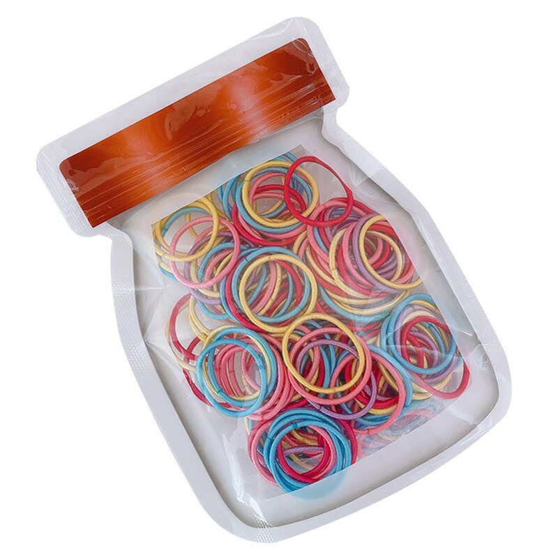 100 pièces mignon bonbon couleur élastique pour femmes fille enfants anneau de cheveux noir coloré