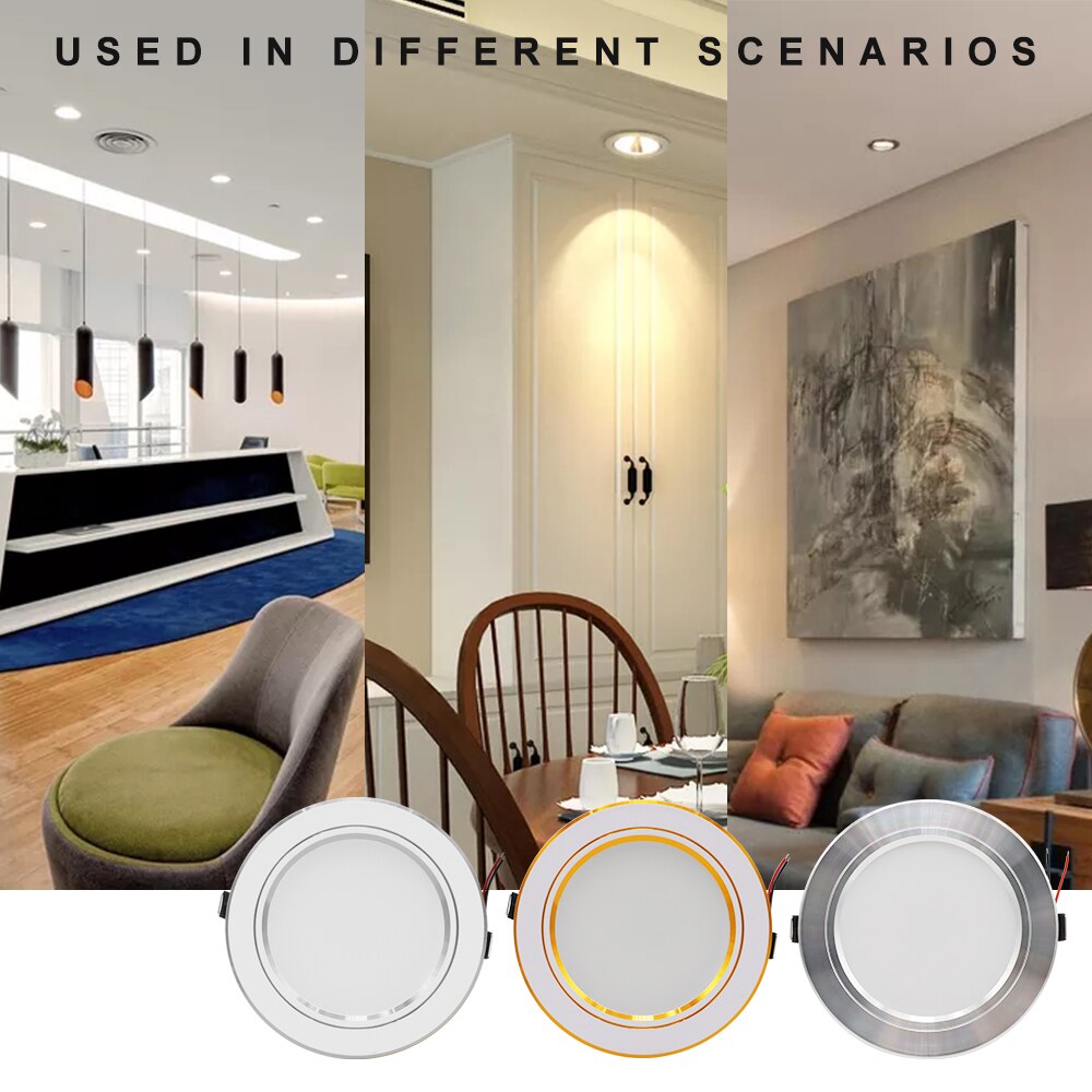AC 220V LED Downlight Gouden Zilveren Plafondlamp Ronde Verzonken 5W 9W 12W 15W 18W Led Lamp Wit/Warm wit LED Down Lamp