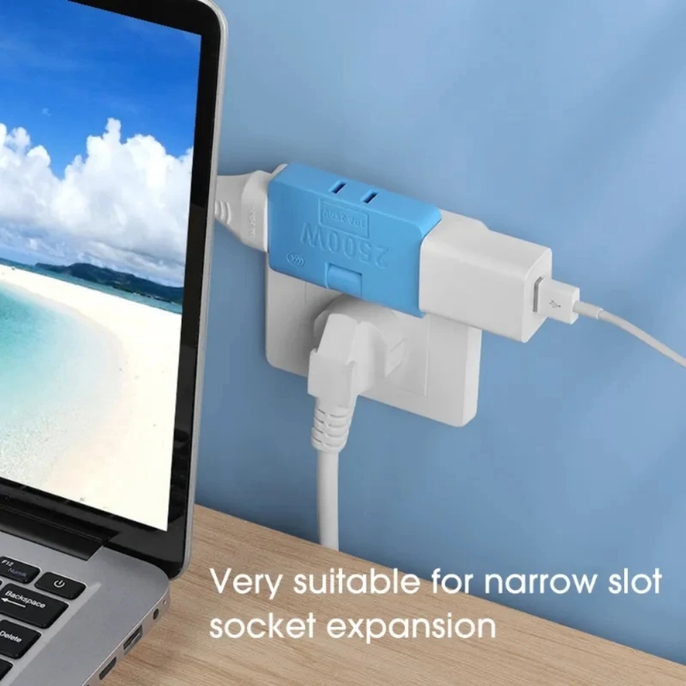 EU Plug 180 Degree Rotatable Socket Converter 3 in 1 EU Extension Plug Multi-Plug Mini Slim Wireless Outlet Adapter Sockets