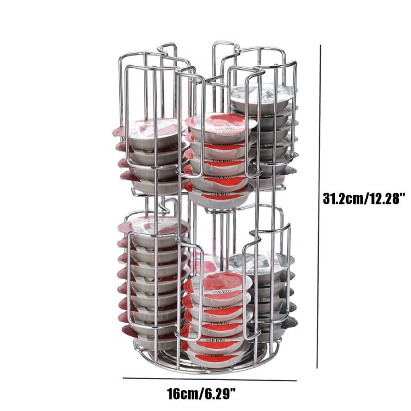 Rotatable 64Cups Metal Coffee Capsule Holder Capsule Storage Rack Tassimo Storage Storage Rack Tower Stand Storage Shelve