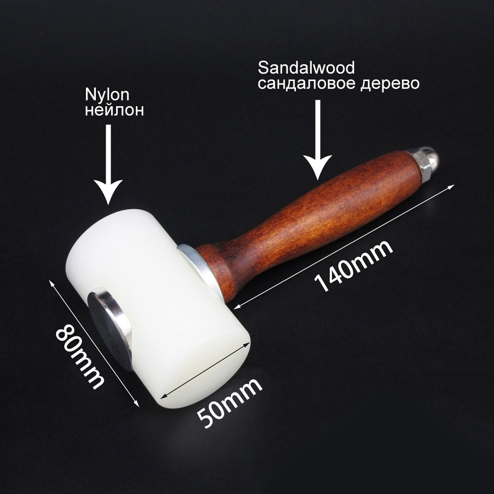 Sanbest Lederen Carving Craft Hamer Tool Kit Koeienhuid Punch Snijden Naaien Diy 350/320G Hamers Gereedschap AT00003: 01-T-nylon