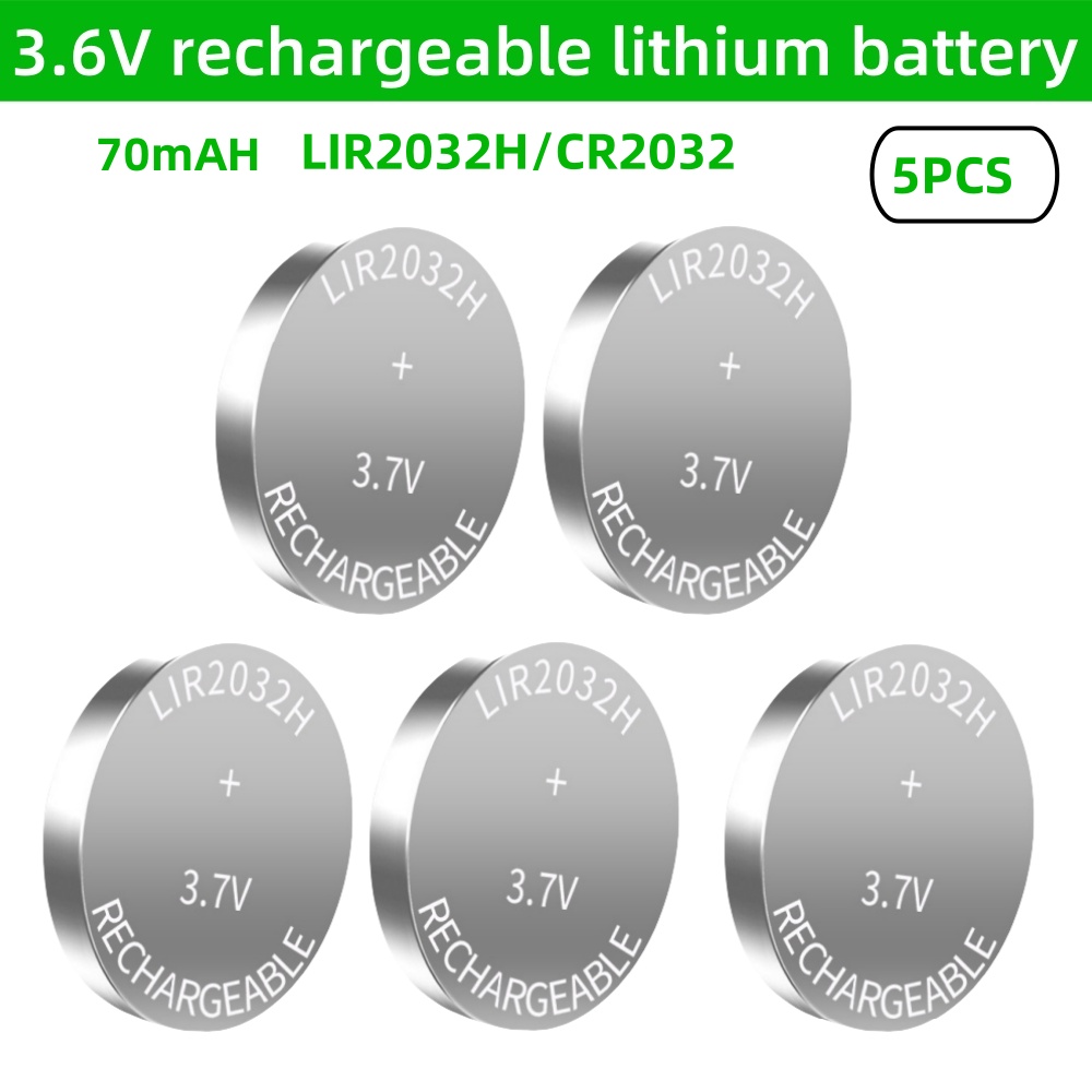 5PCS LIR2032 LIR2016 LIR2025 LIR2430 LIR2450 LIR1632 3.6V Batteria Al Litio Ricaricabile Sostituisce CR2032 2016 2025 2430 2450: YELLOW