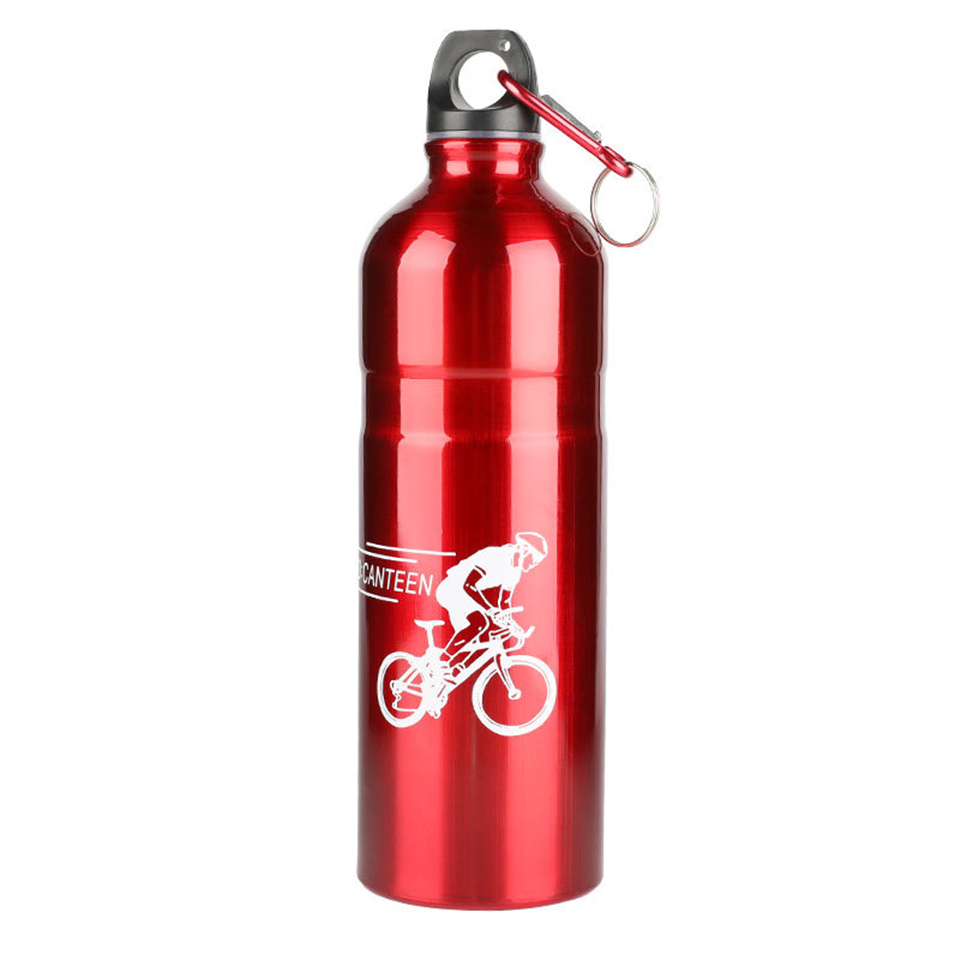 750Ml Roestvrij Aluminium Bidon Grote Capaciteit Metalen Fiets Waterfles Outdoor Mountain Racefiets Drinken Waterkokers: Red