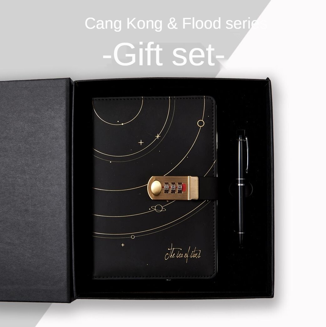 Livre de code planète cosmique avec serrure, carnet rétro pour étudiants, bloc-notes pour garçons: F-Gift box