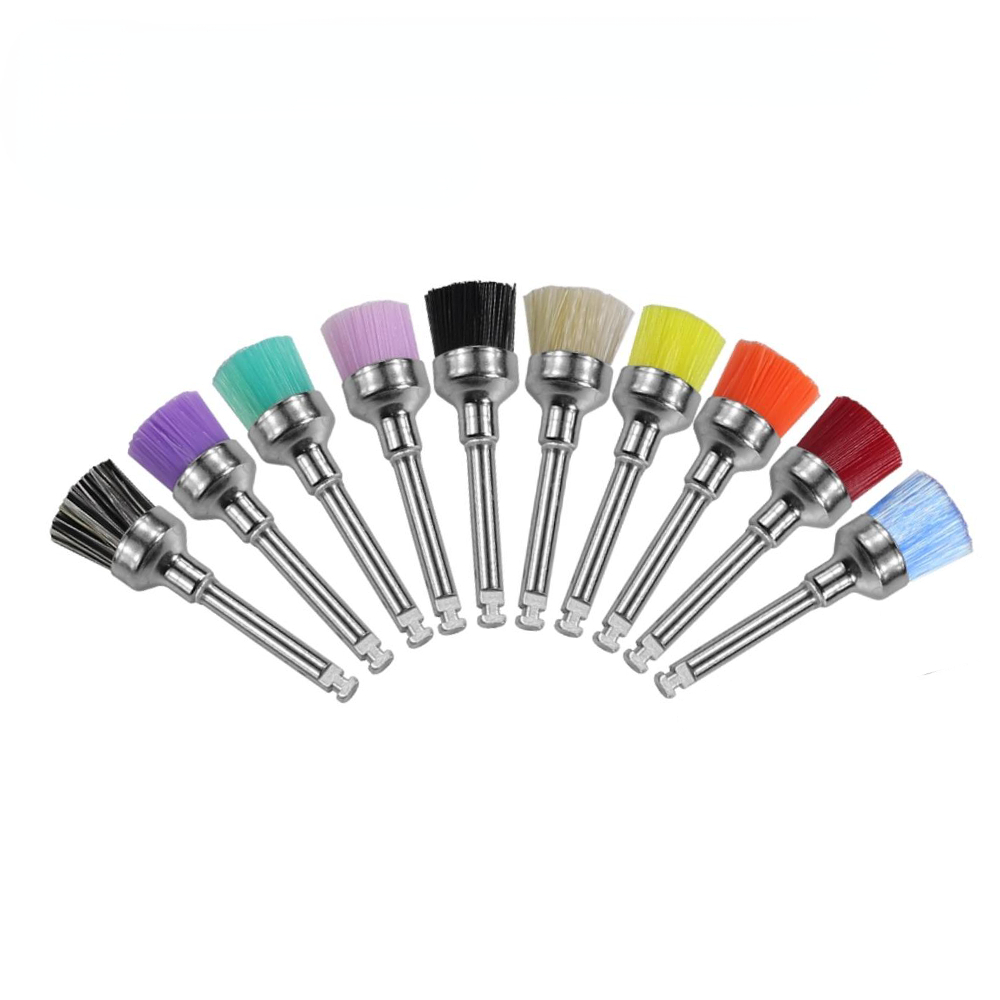 Pulidor Dental desechable, cepillo de cerdas de nailon, herramientas de dentista, taza pulidora, blanqueamiento Dental, cepillos de profilía, 10 unids/lote por caja